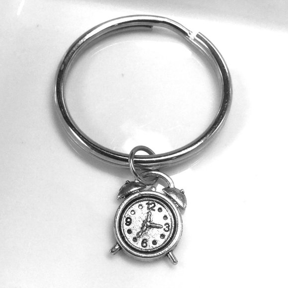 Miniature Time Clock Alarm Clock charm Gift Keyring keychain - Picture 1 of 2